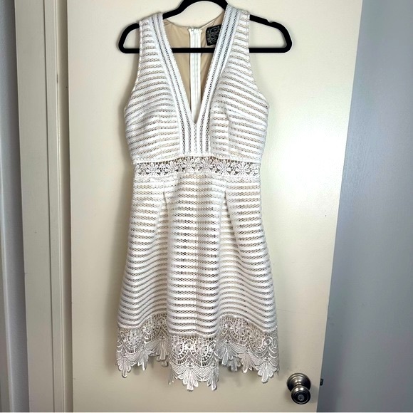 James Coviello Anthro BHLDN WhiteMayfair Embroidered Floral NudeUnderlay Dress 6 - Picture 7 of 16